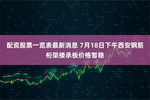 配资股票一览表最新消息 7月18日下午西安钢筋桁架楼承板价格暂稳